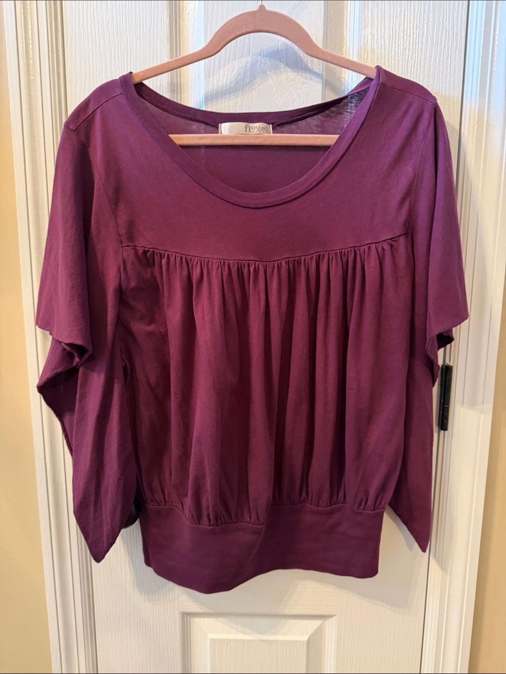 Flax Relaxed Scoop-Neck Tunic in Plum by Fluxus